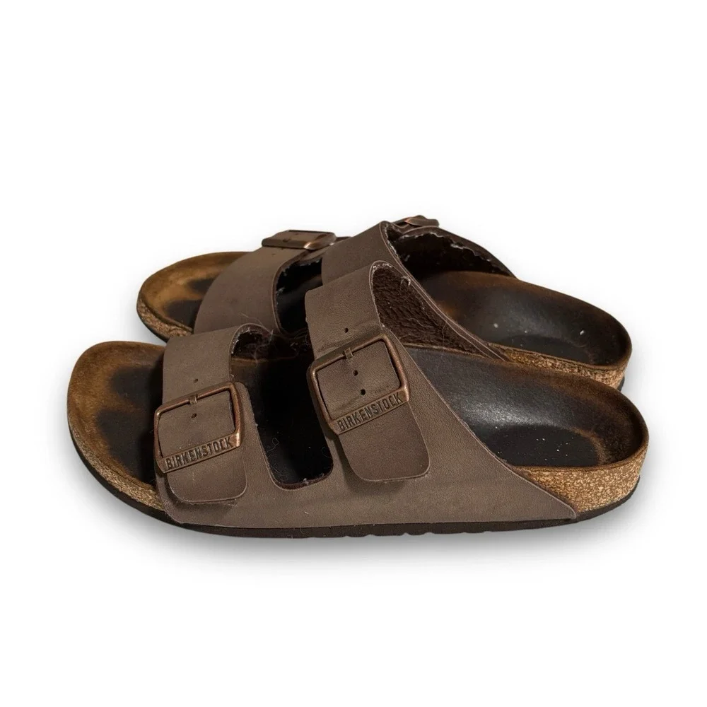 Birkenstock Men's Two Strap Leather Sandals Brown Size Unknown Measures 10